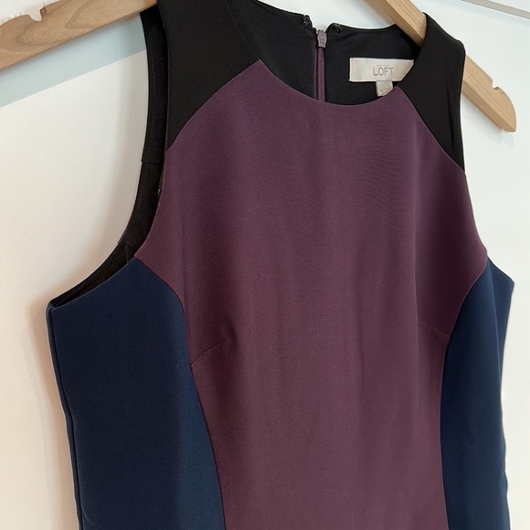 Purple, navy, and black petite dress from LOFT. - Picture 4 of 4